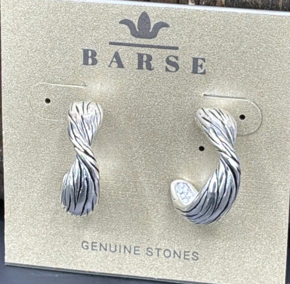 Barse Wrapsody Half Hoop Earrings- Silver - NWT